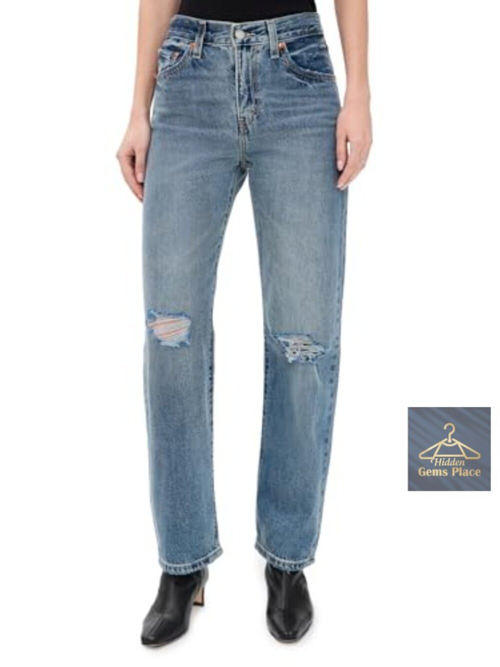 Easy Dad Loose Fit High Rise Straight Jeans Non-Stretch Cotton